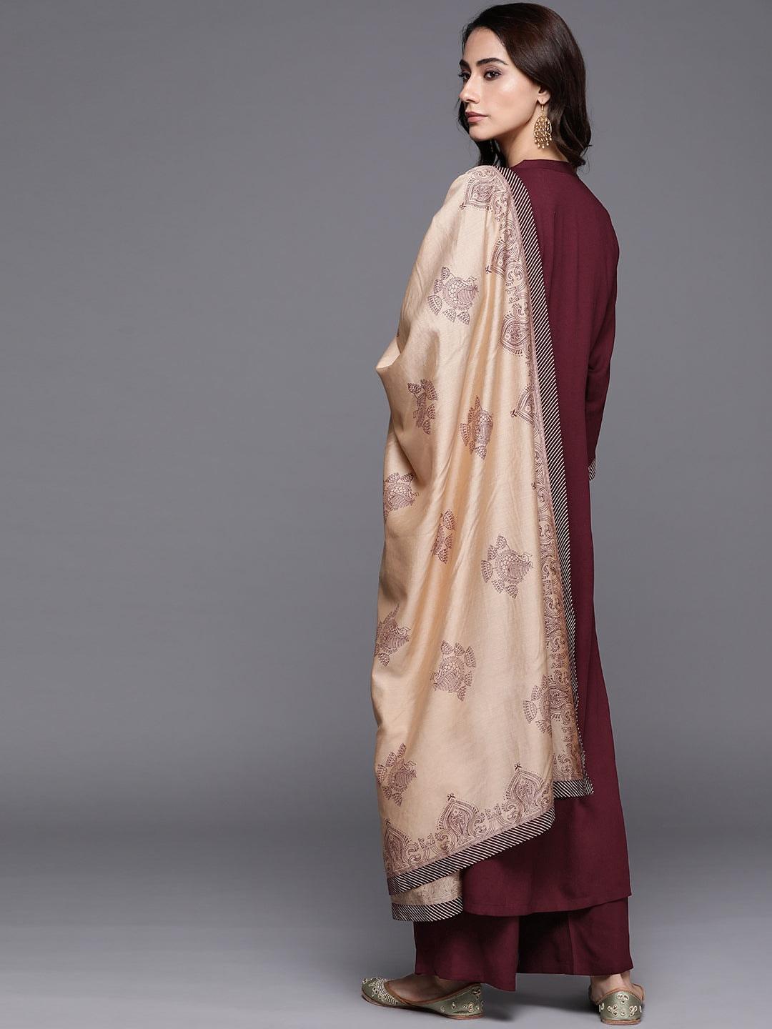 Maroon Solid Viscose Rayon Suit Set - ShopLibas