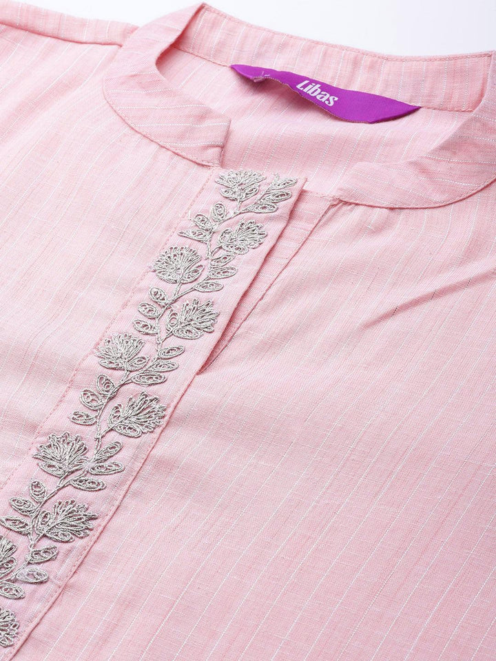 Pink Embroidered Pure Cotton Suit Set - ShopLibas