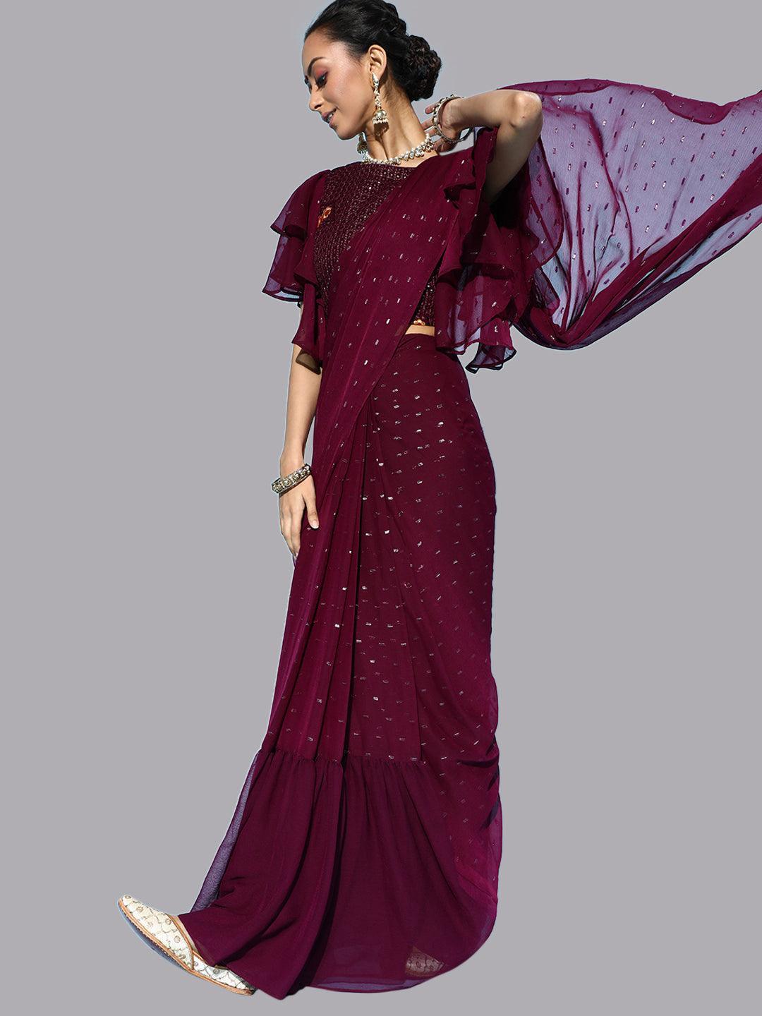 Purple Georgette Ready to Wear Saree