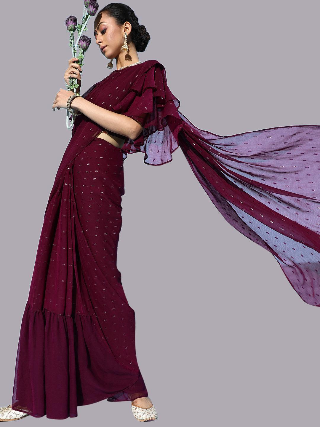 Purple Georgette Ready to Wear Saree