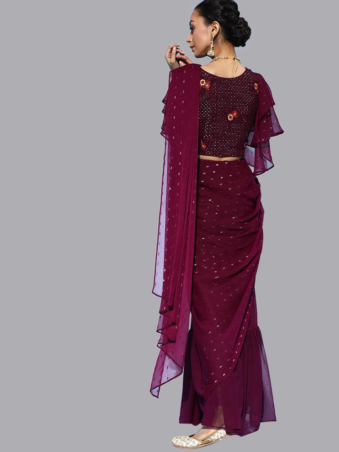 Purple Georgette Ready to Wear Saree