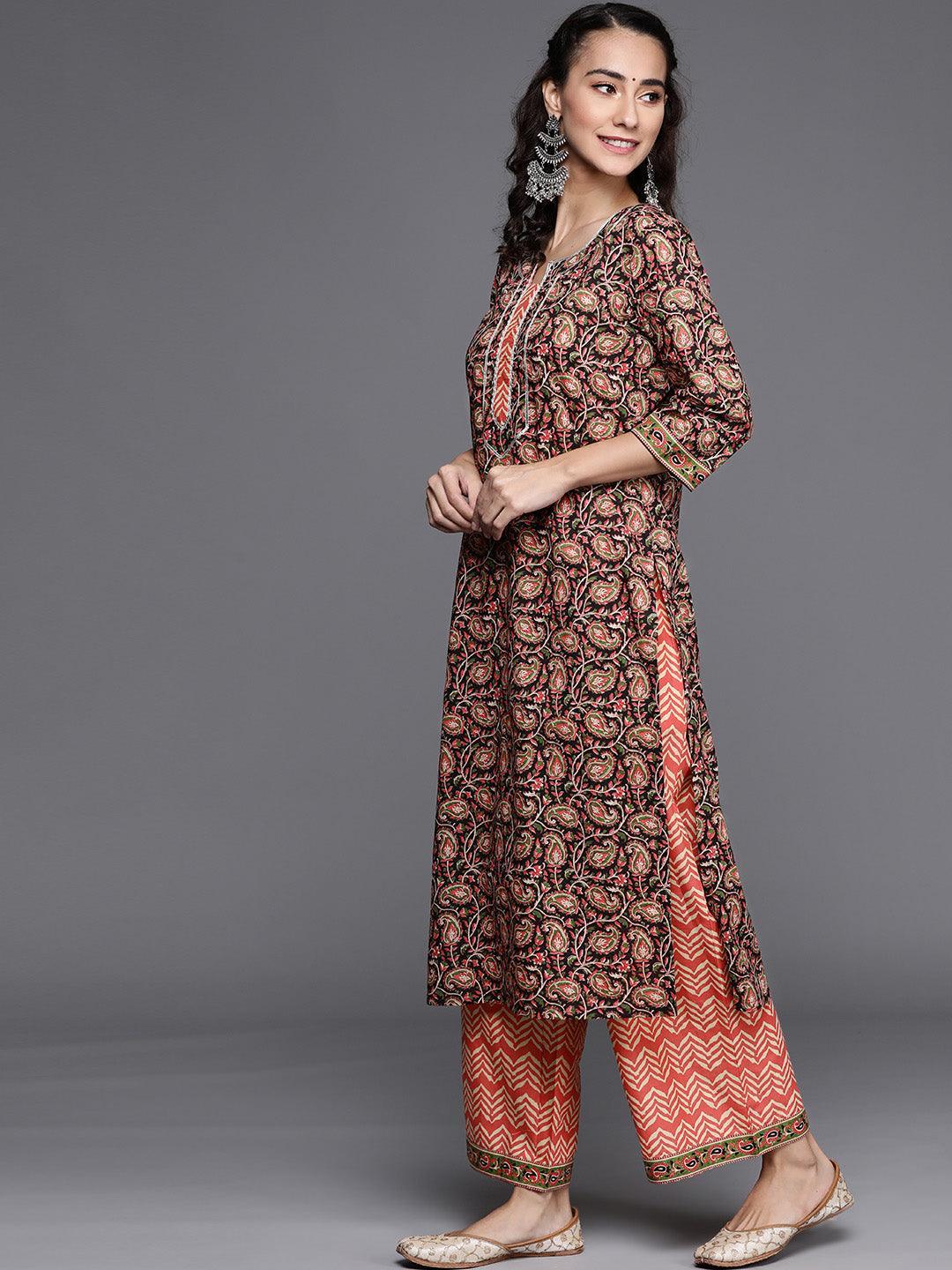 Multicoloured Printed Cotton Suit Set