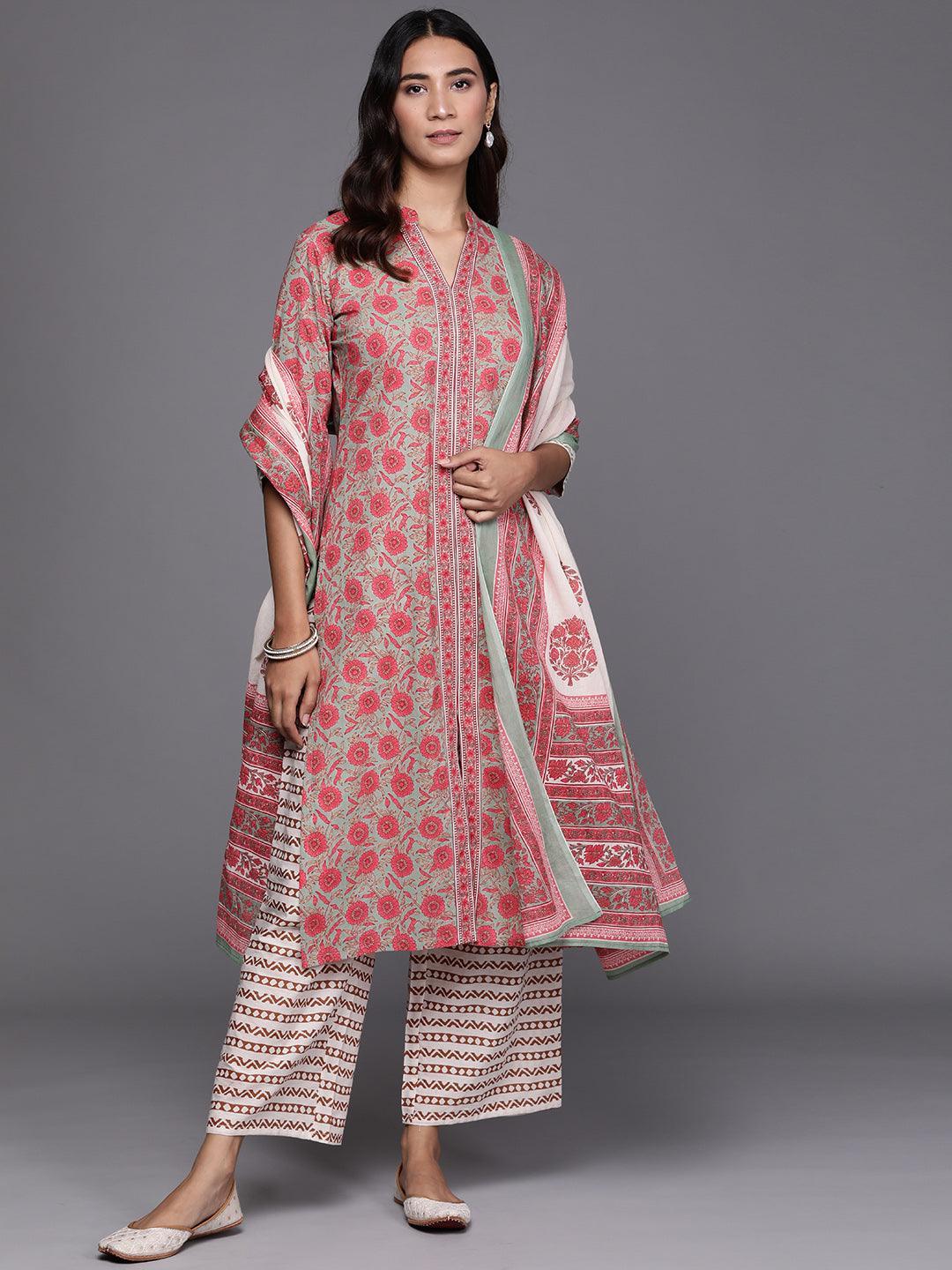 Multicoloured Printed Cotton Suit Set