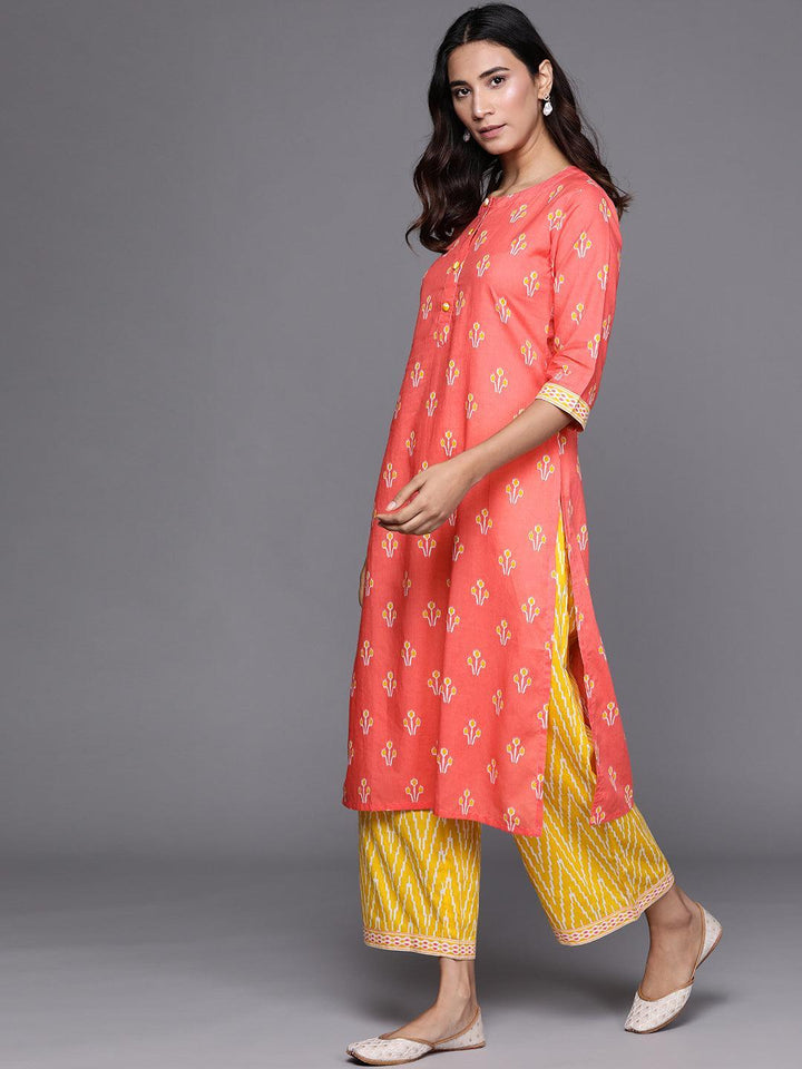 Pink Printed Cotton Suit Set - ShopLibas