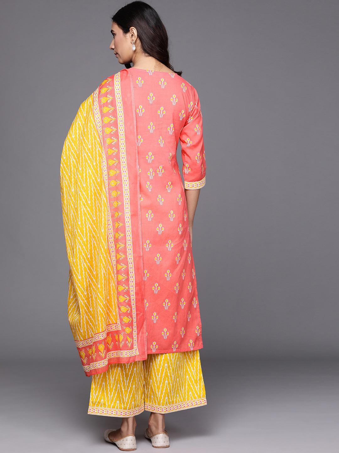 Pink Printed Cotton Suit Set - ShopLibas