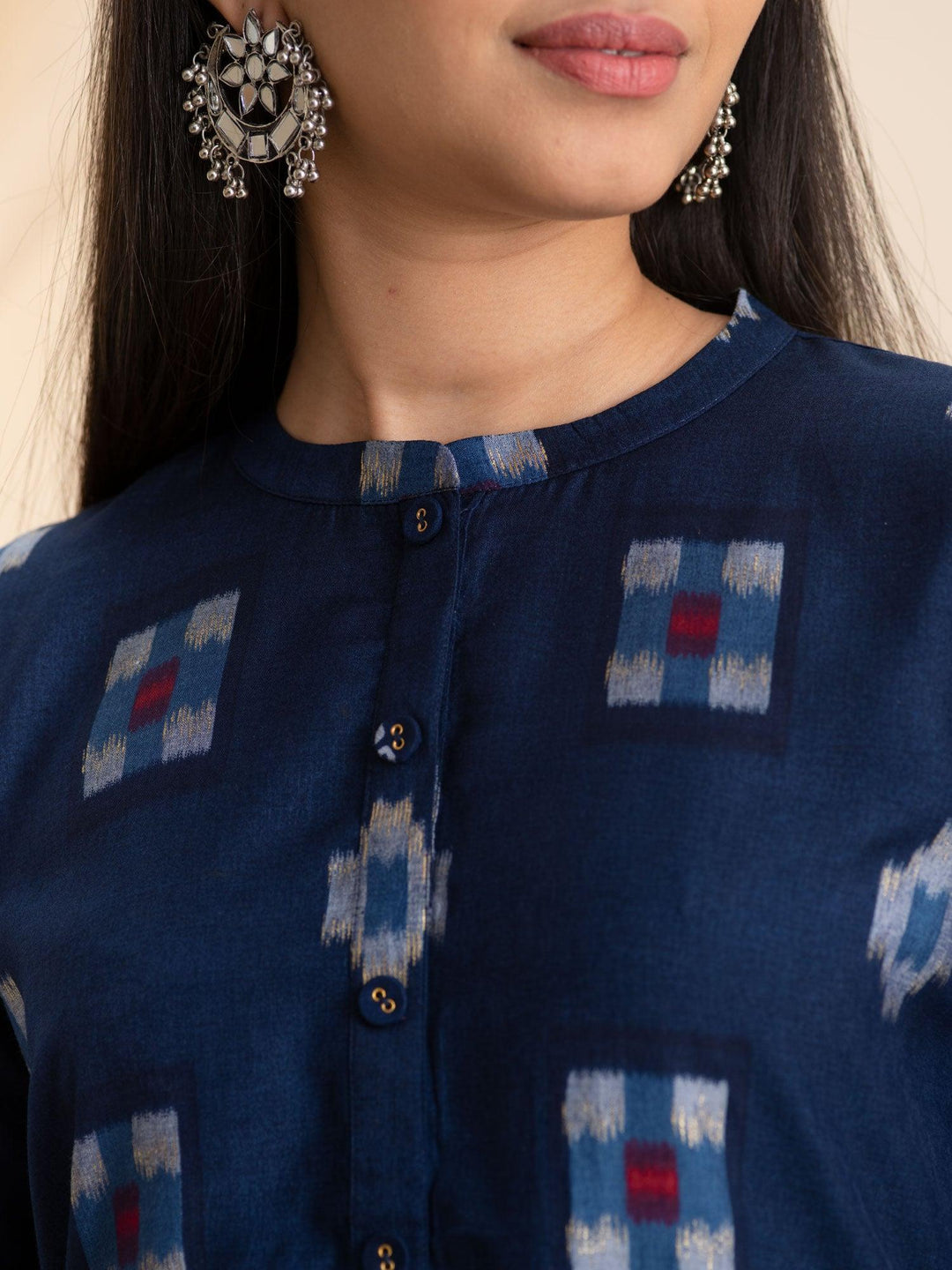 Blue Printed Rayon Kurta - ShopLibas