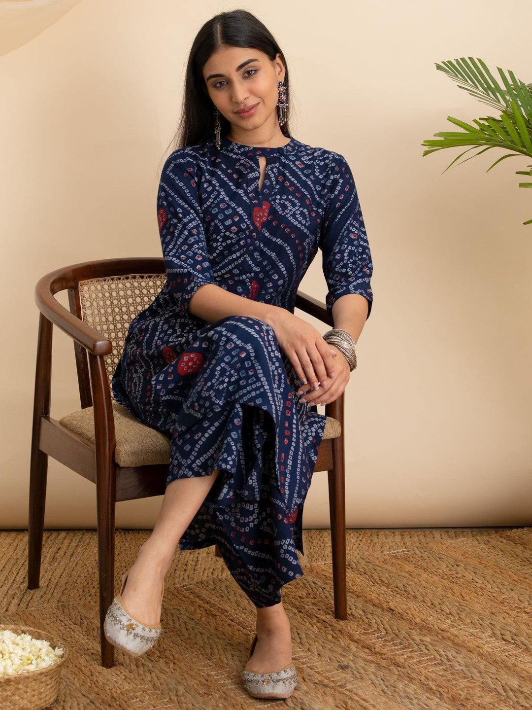 Blue Printed Rayon Kurta - ShopLibas