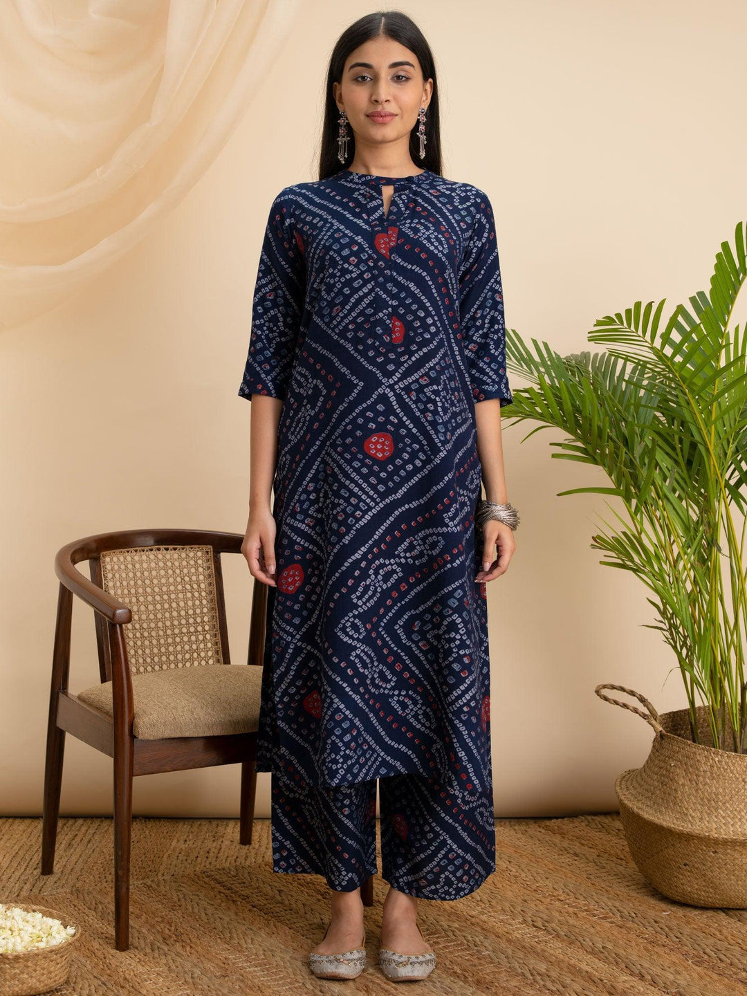 Blue Printed Rayon Kurta - ShopLibas