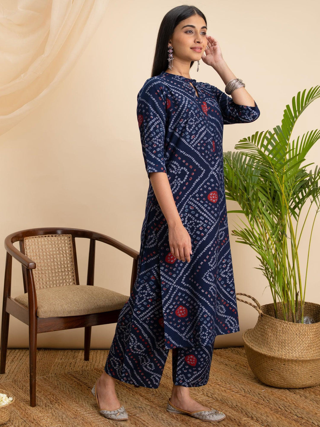 Blue Printed Rayon Kurta - ShopLibas