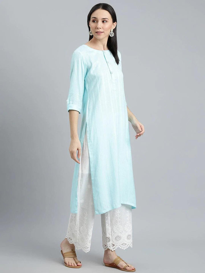 Blue Striped Rayon Kurta - ShopLibas