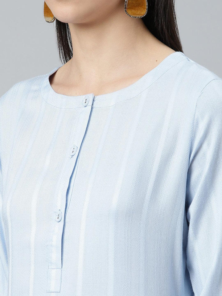 Blue Striped Rayon Kurta - ShopLibas