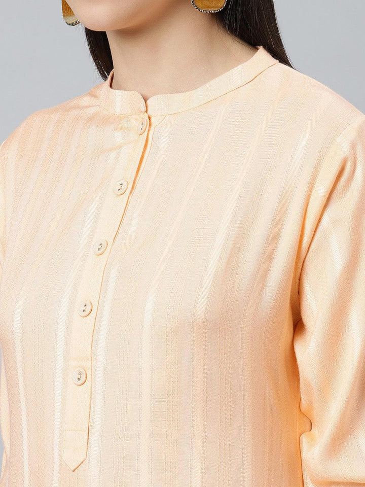 Orange Striped Rayon Kurta - ShopLibas