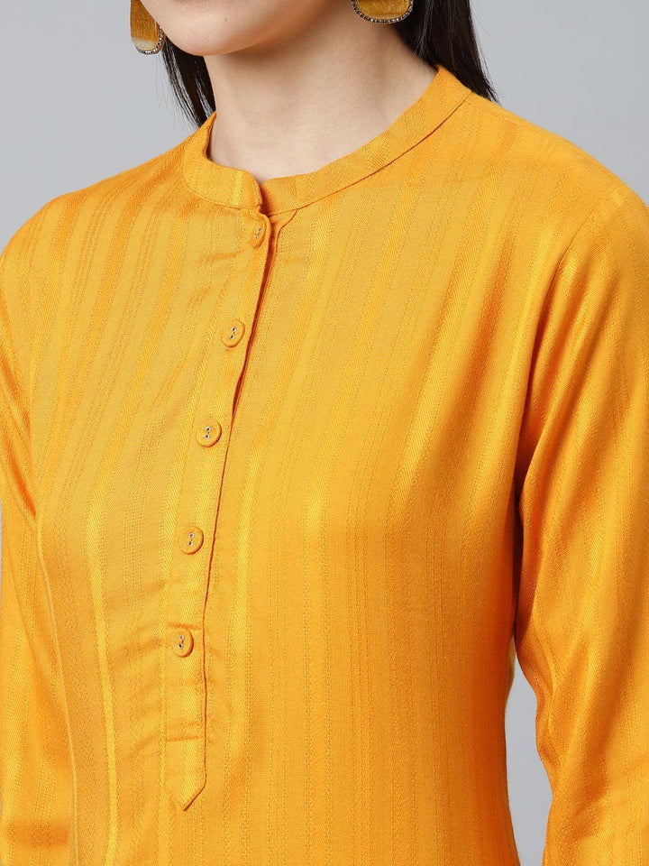 Yellow Striped Rayon Kurta - ShopLibas