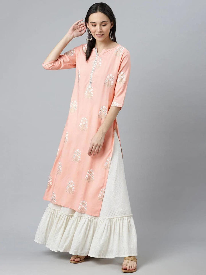 Pink Striped Rayon Kurta - ShopLibas