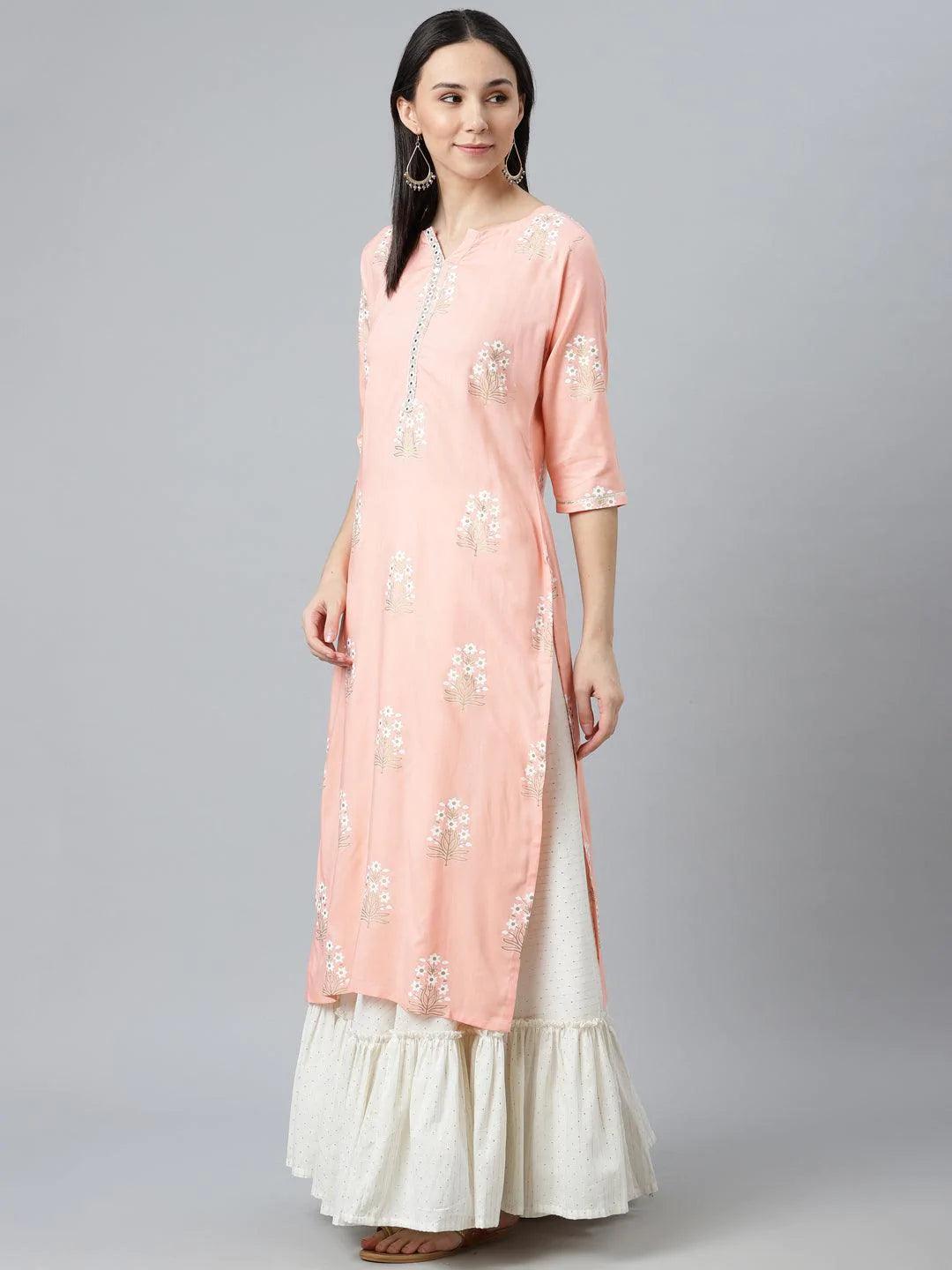 Pink Striped Rayon Kurta - ShopLibas