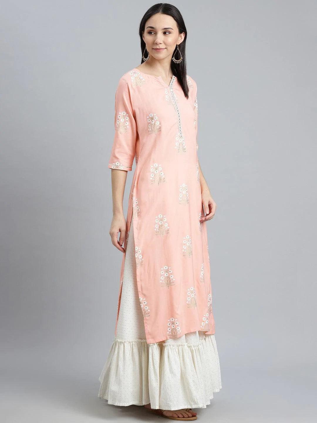 Pink Striped Rayon Kurta - ShopLibas