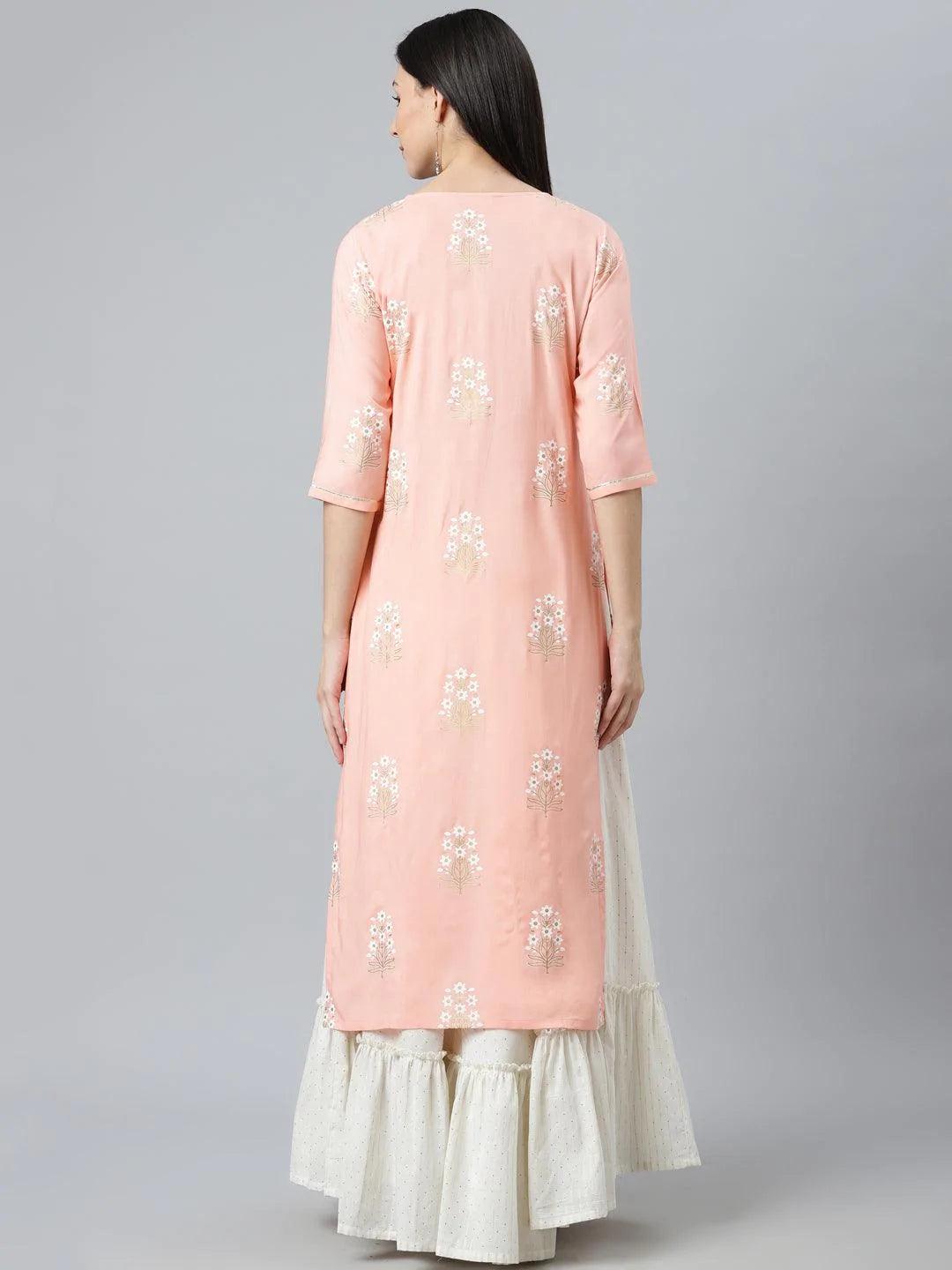 Pink Striped Rayon Kurta - ShopLibas