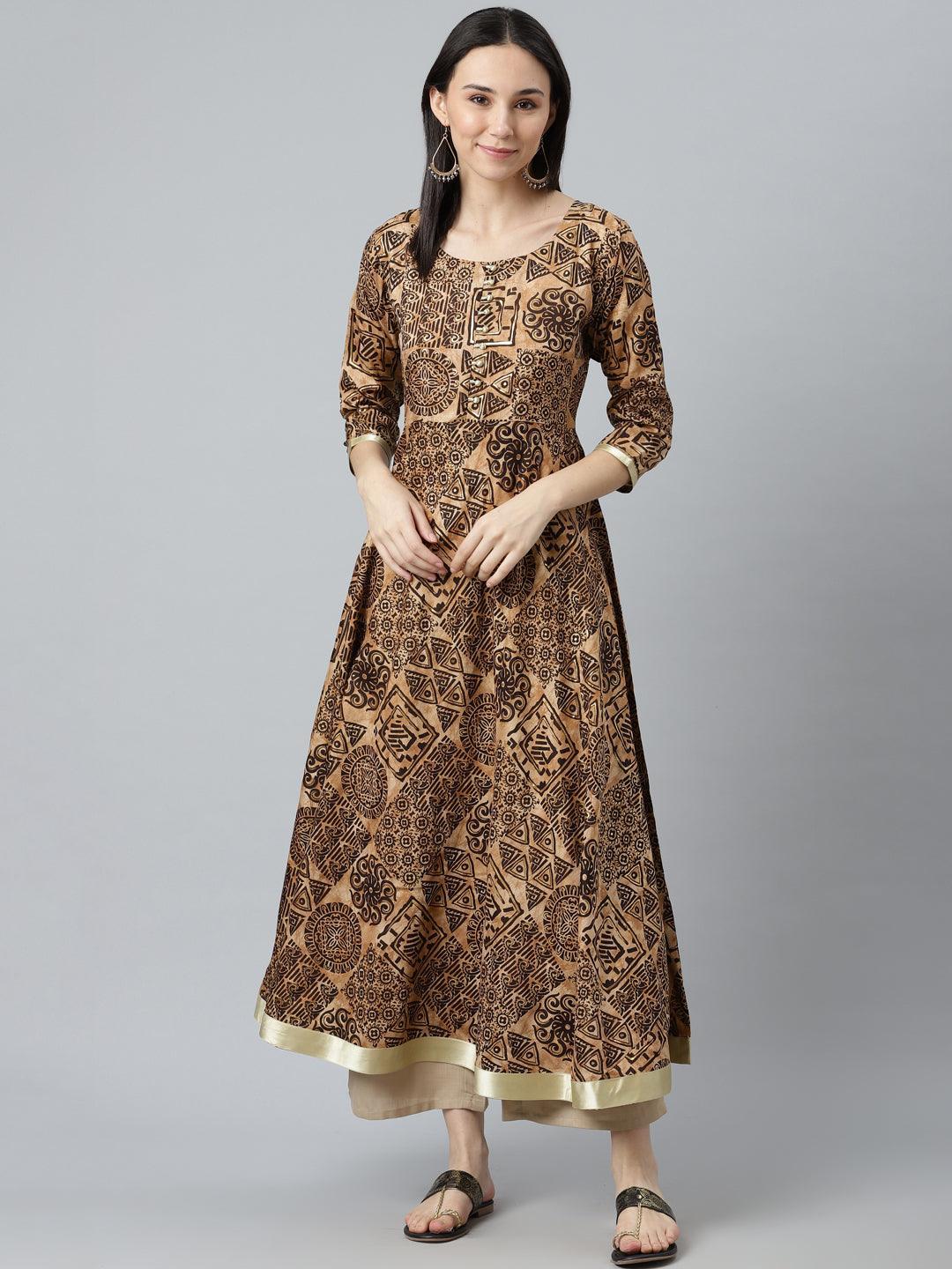 Black Printed Silk Kurta