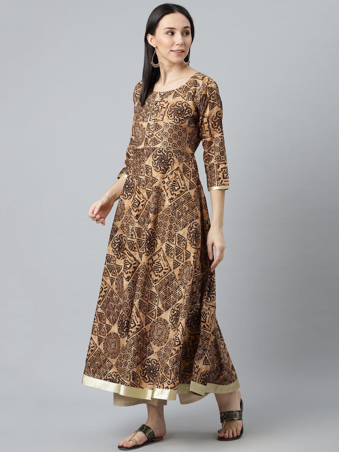 Black Printed Silk Kurta