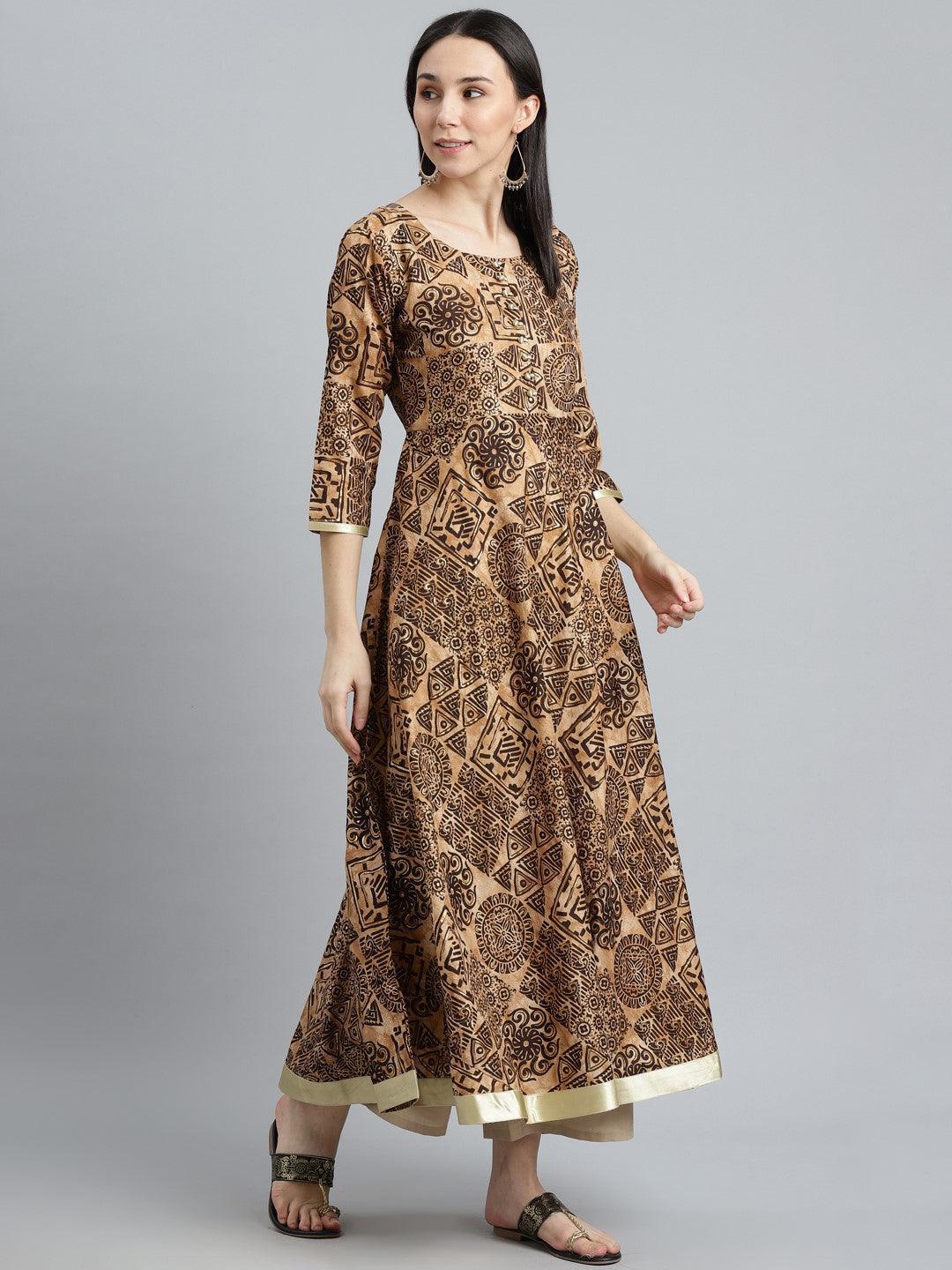 Black Printed Silk Kurta