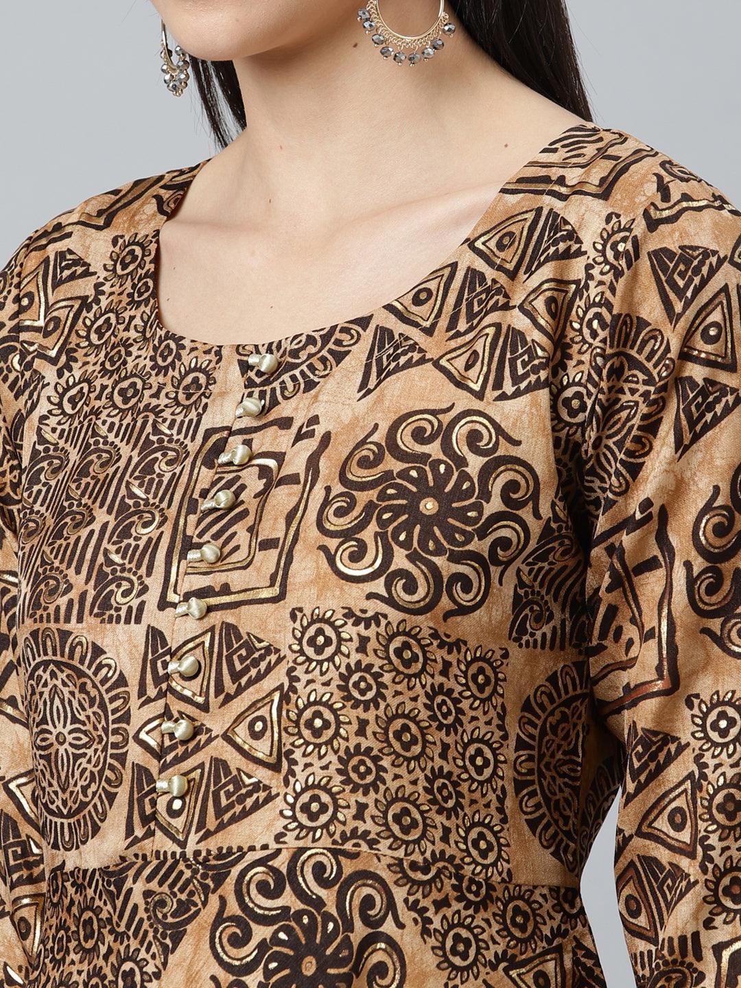 Black Printed Silk Kurta