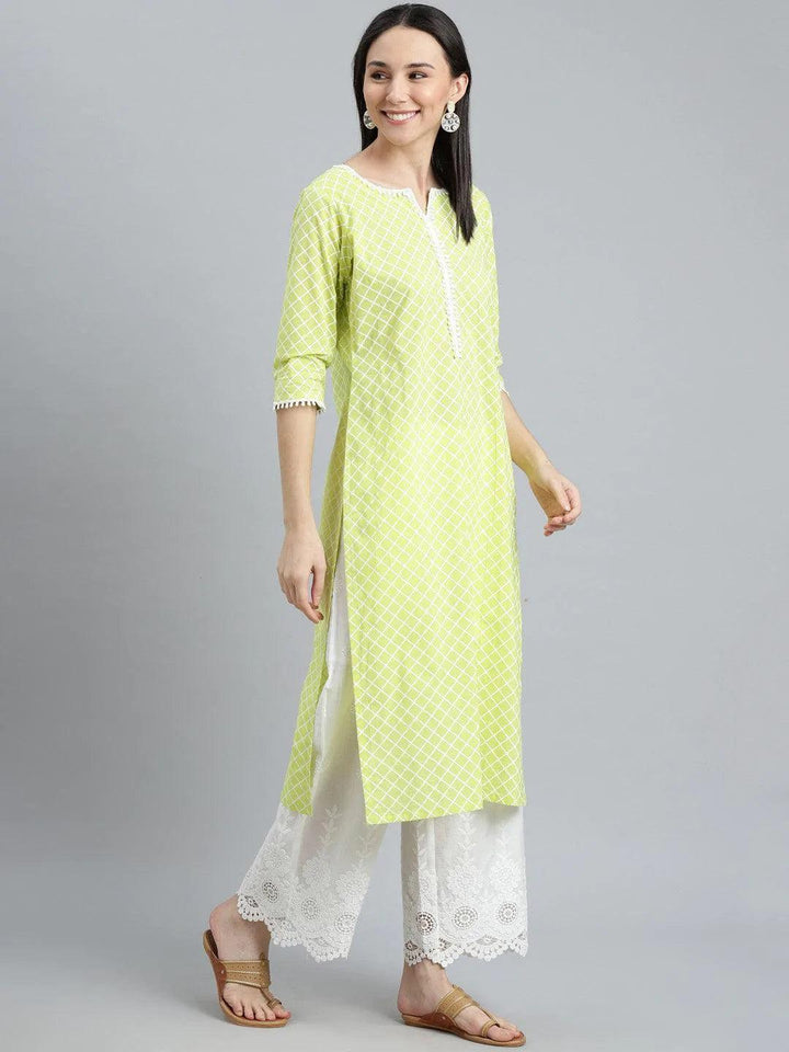 Green Printed Cotton Kurta - ShopLibas