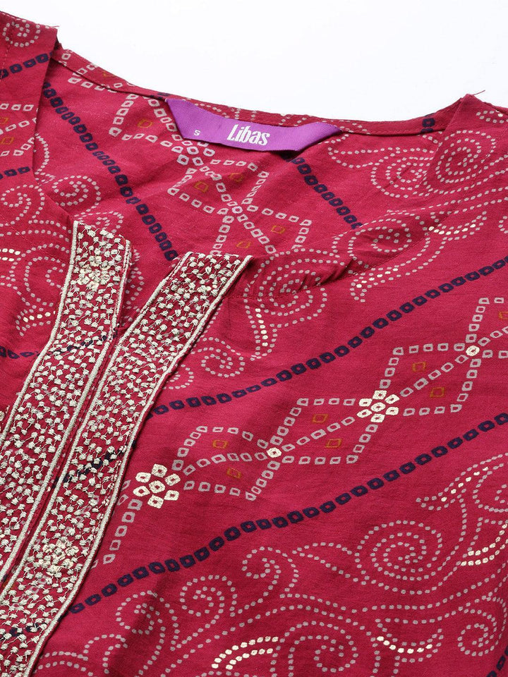 Pink Printed Chanderi Silk Kurta - ShopLibas