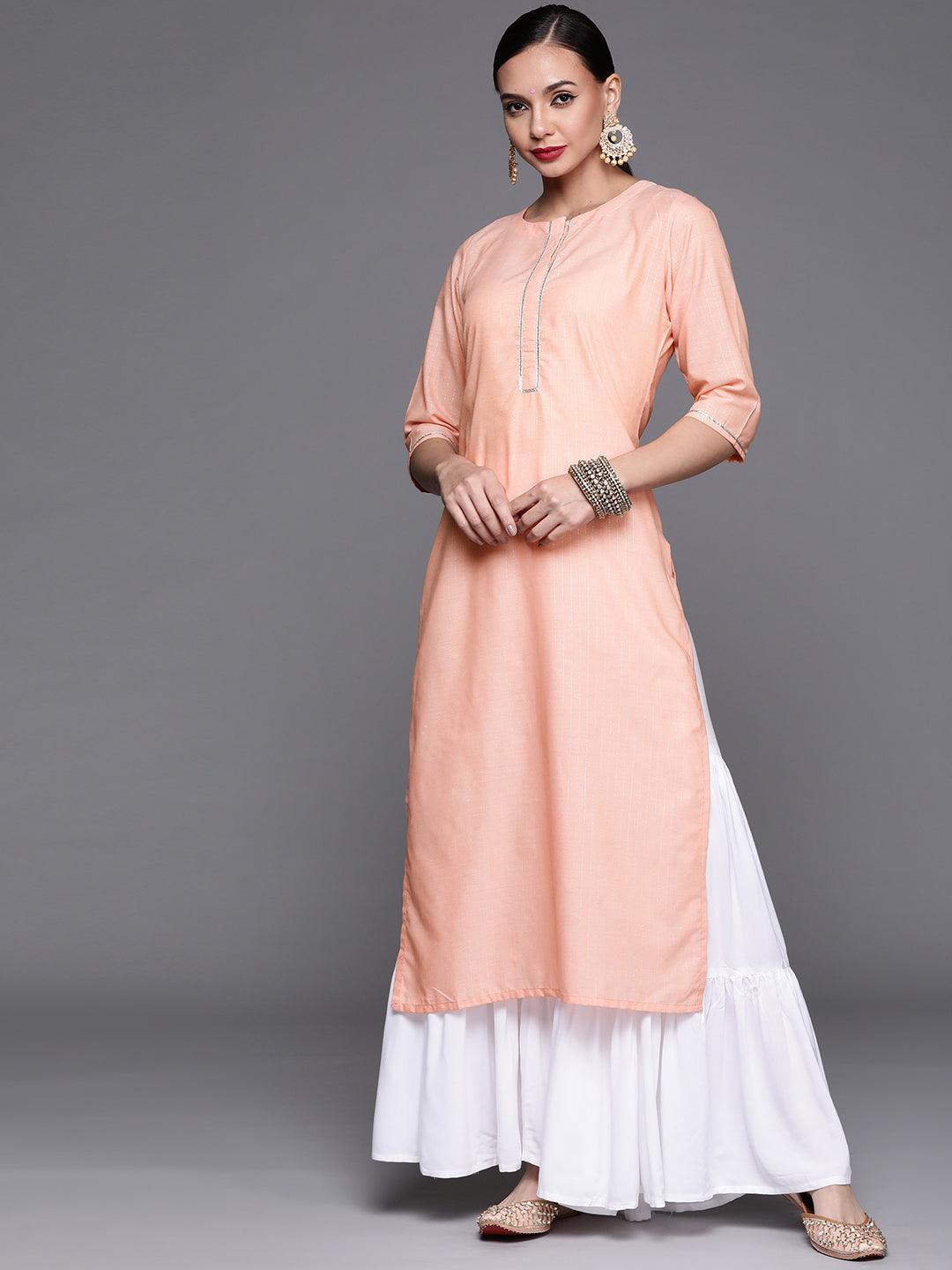 Pink Solid Cotton Kurta - ShopLibas