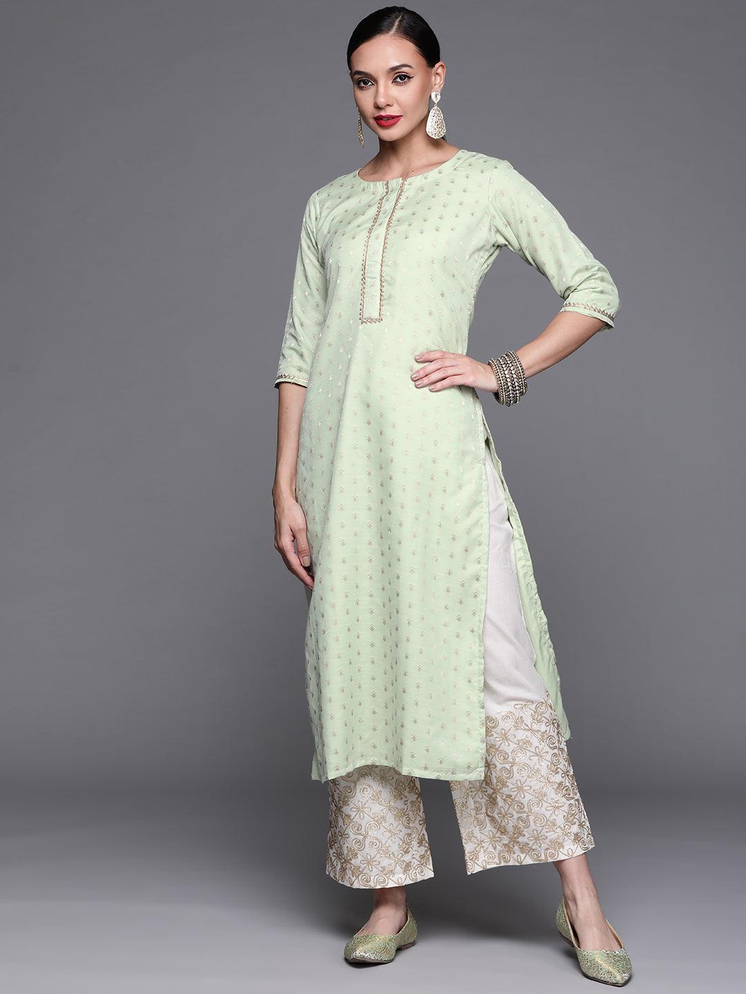 Green Woven Design Chanderi Silk Kurta