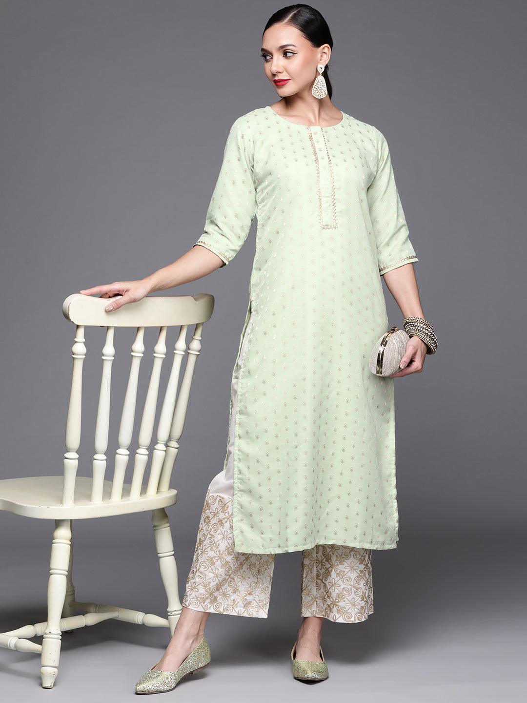 Green Woven Design Chanderi Silk Kurta