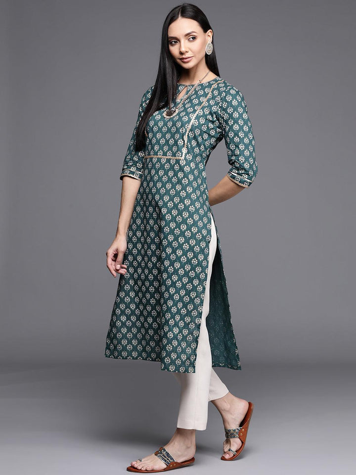 Blue Printed Cotton Kurta - ShopLibas