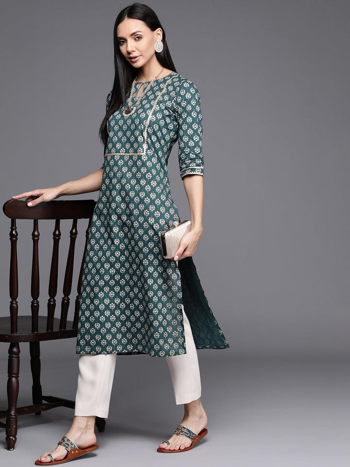 Blue Printed Cotton Kurta - ShopLibas