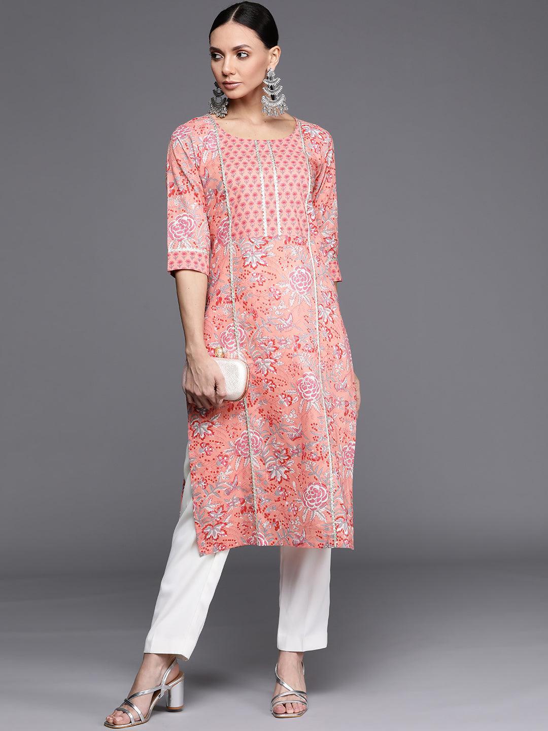 Multicoloured Printed Cotton Kurta - ShopLibas