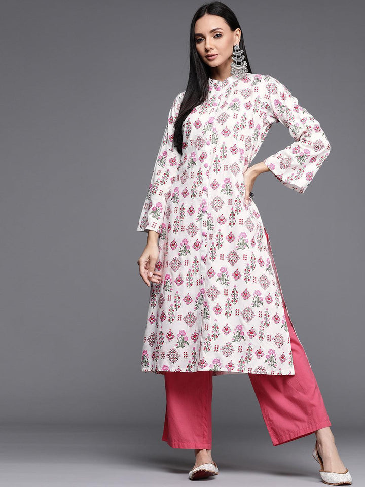 Multicoloured Printed Cotton Kurta - ShopLibas