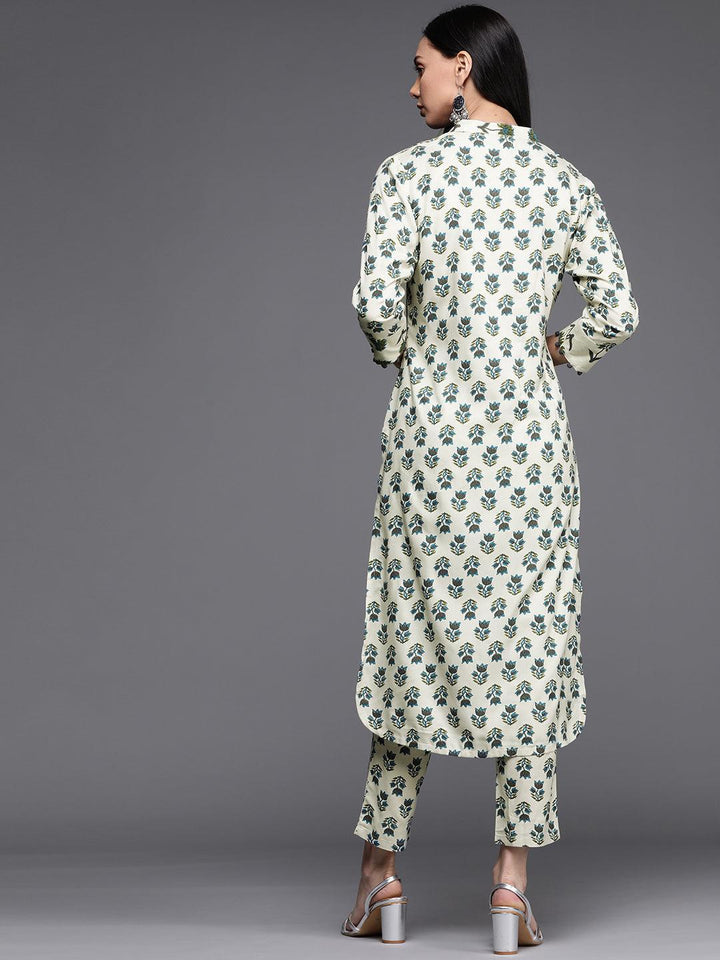 Off White Printed Cotton Kurta - ShopLibas