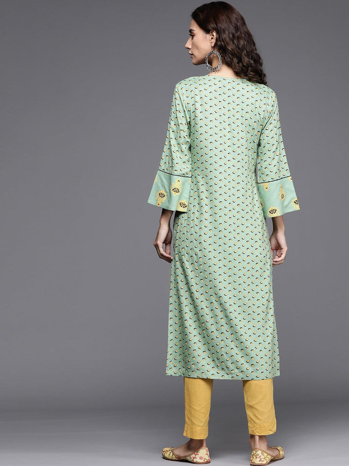 Green Printed Cotton Kurta - ShopLibas