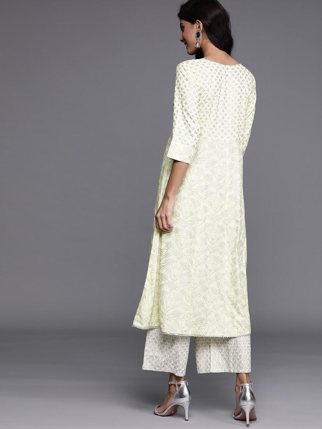 Yellow Printed Cotton Kurta