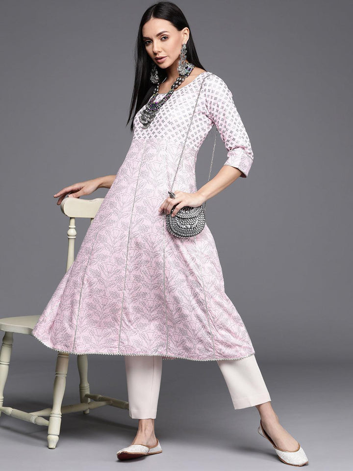 Pink Printed Cotton Kurta - ShopLibas