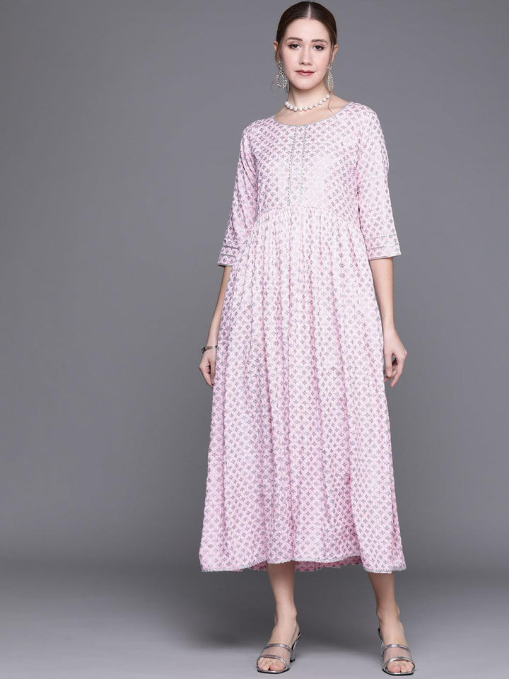 Pink Printed Cotton Dress - ShopLibas