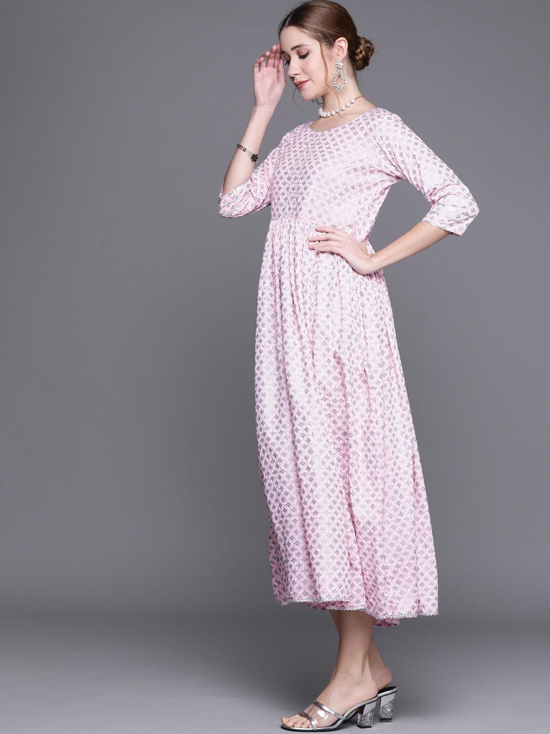 Pink  Printed Cotton Dress