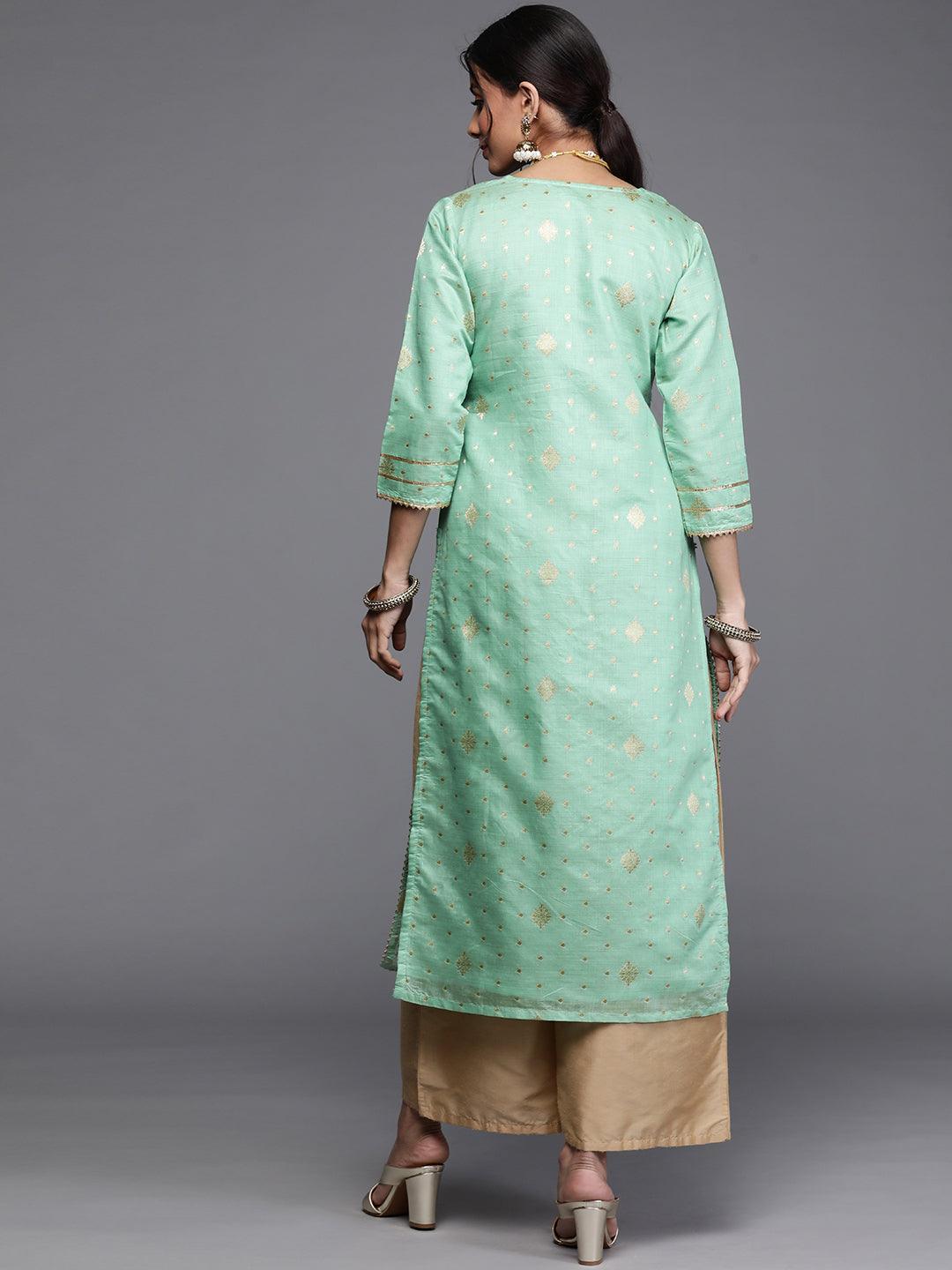 Green Woven Design Chanderi Silk Kurta