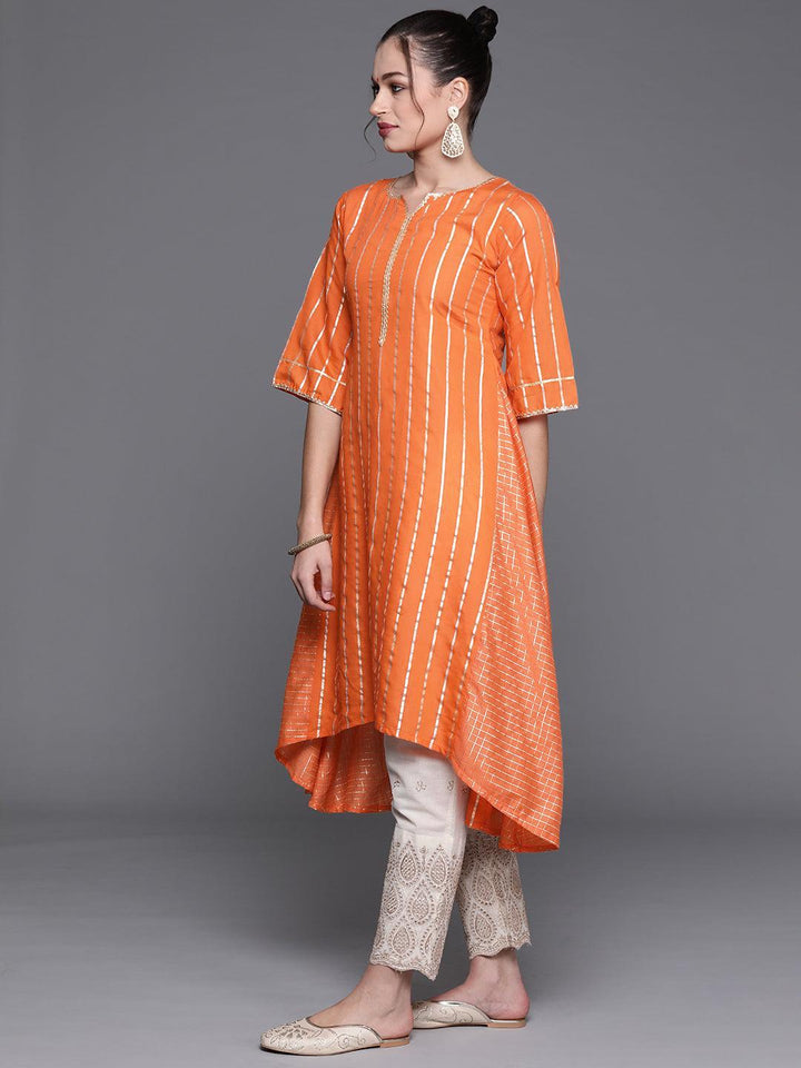 Orange Woven Design Chanderi Silk Kurta - ShopLibas