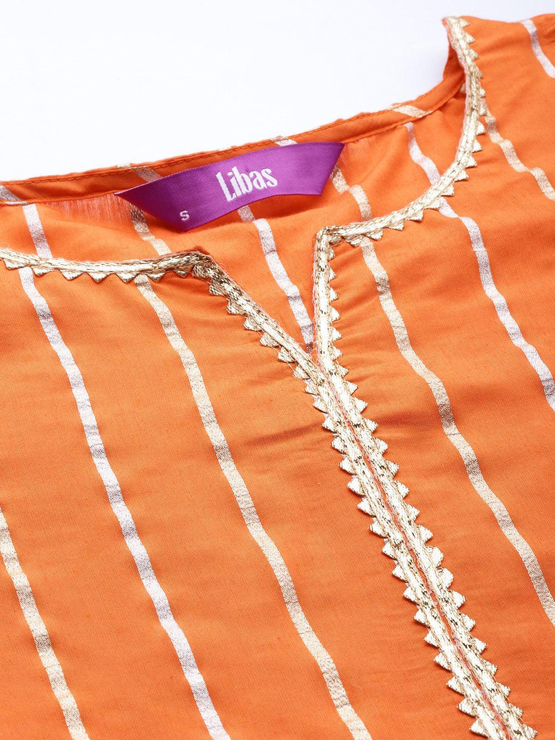 Orange Woven Design Chanderi Silk Kurta - ShopLibas