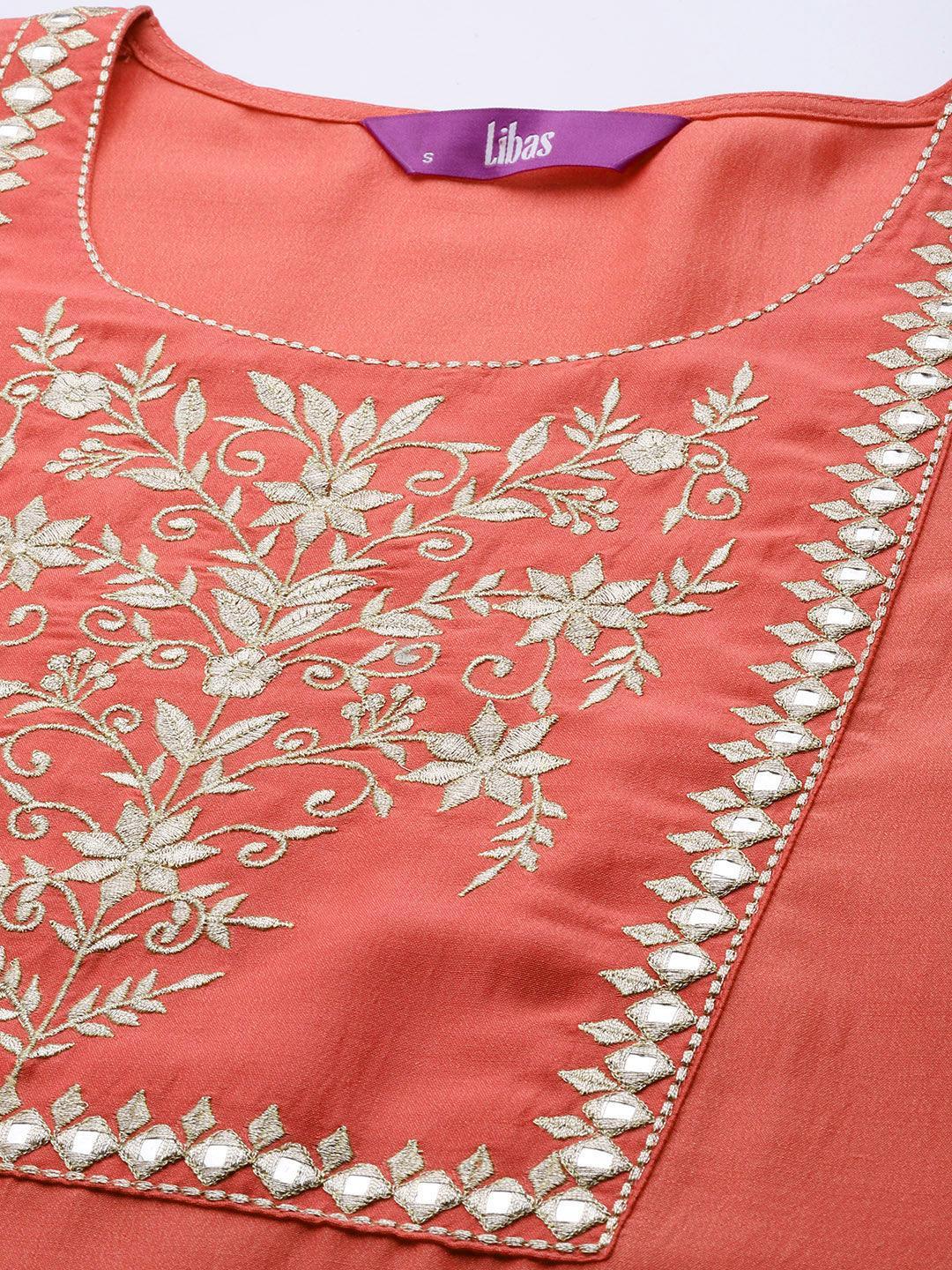 Pink Yoke Design Chanderi Silk Kurta