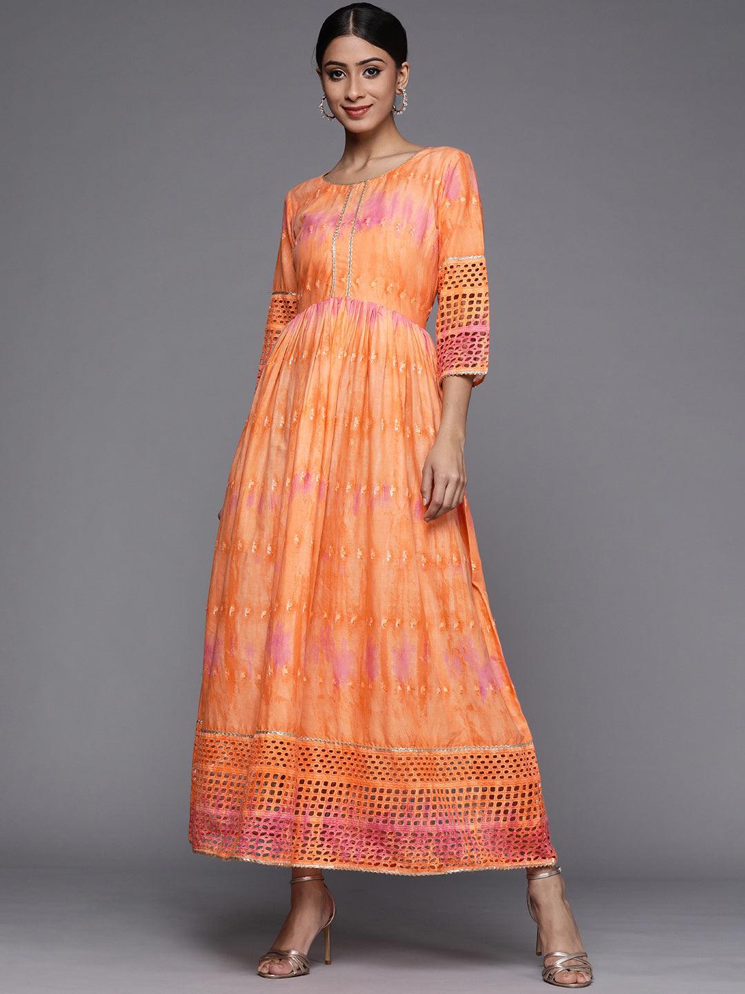 Orange Dyed Cotton Maxi Dress