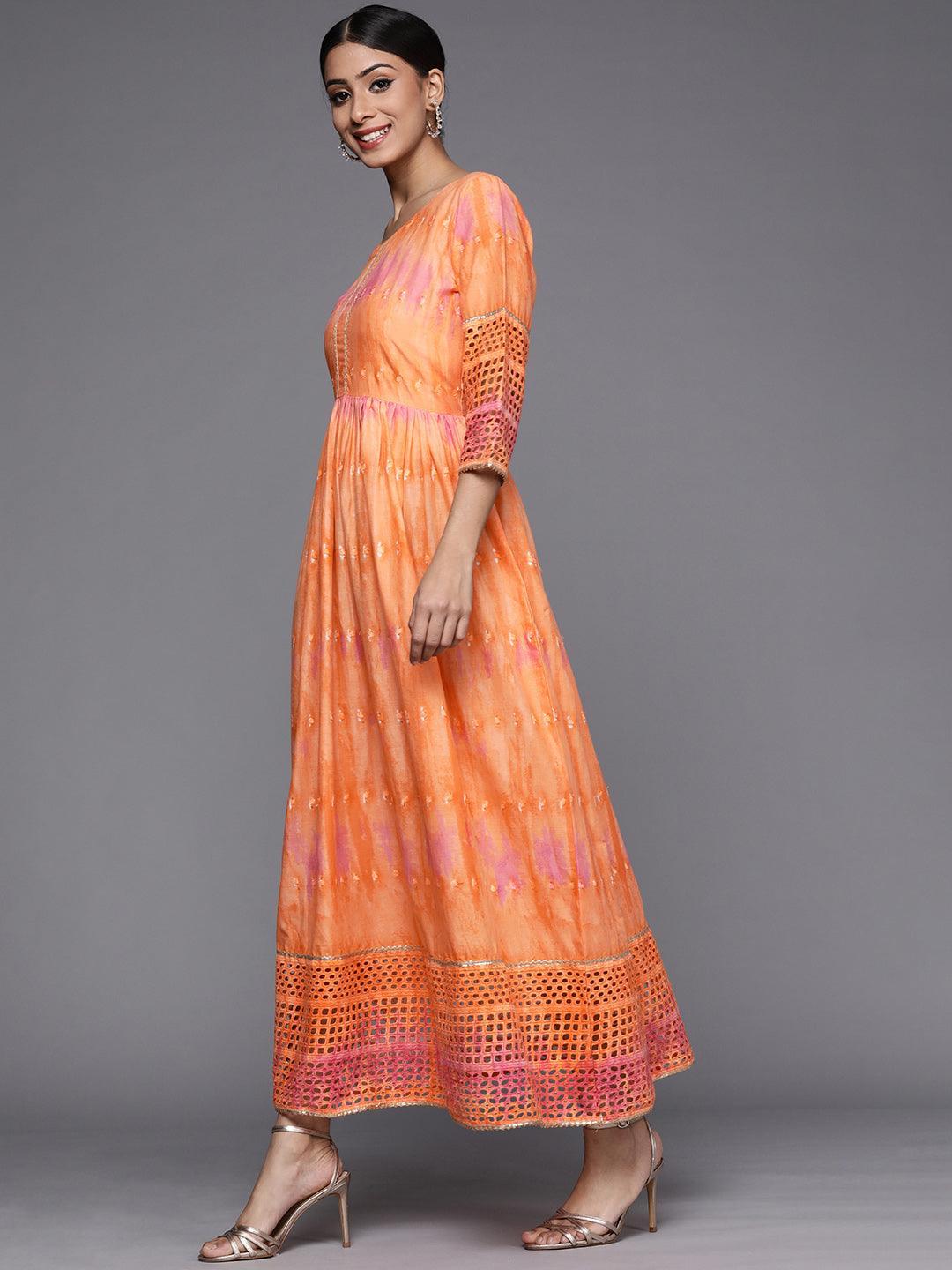 Orange Dyed Cotton Maxi Dress