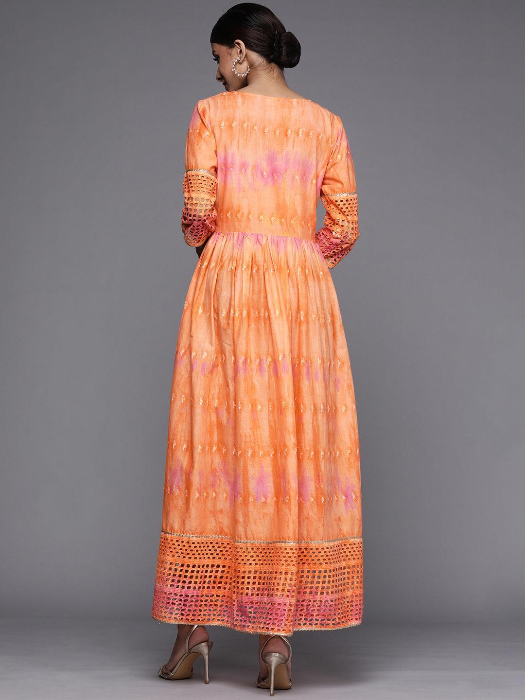 Orange Dyed Cotton Maxi Dress