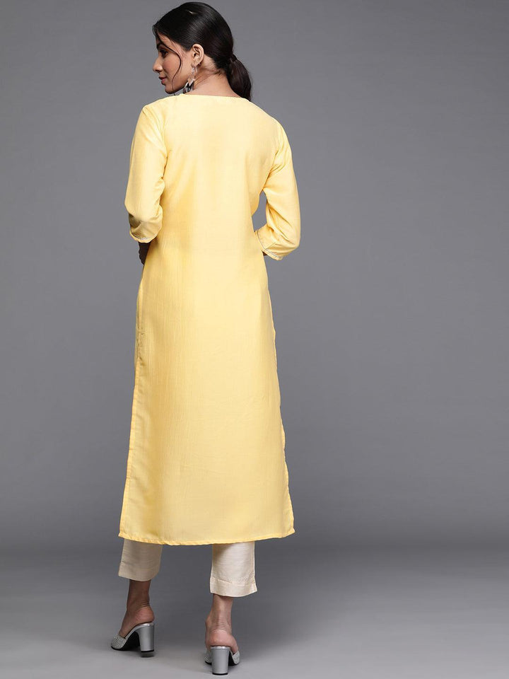 Yellow Striped Chanderi Silk Kurta - ShopLibas