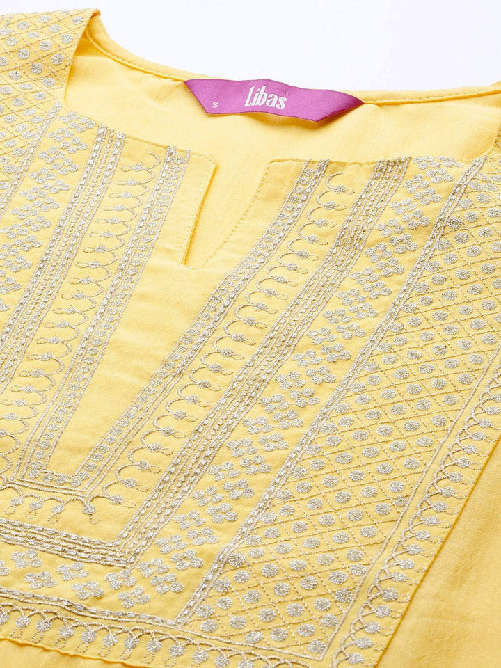 Yellow Striped Chanderi Silk Kurta - ShopLibas