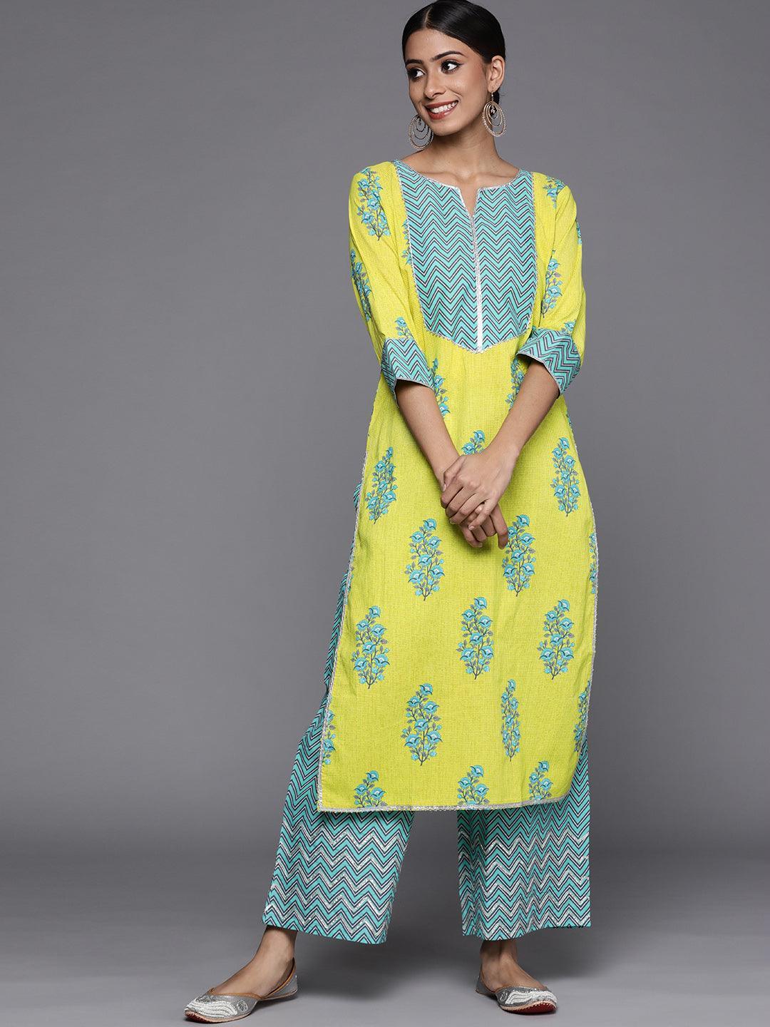 Green Striped Cotton Kurta - ShopLibas